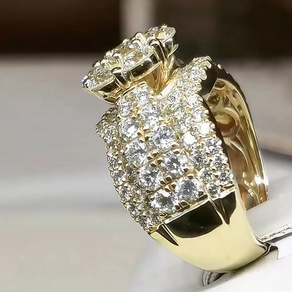 3.0Ctw Round Cut Sapphire Elegant Flower Ring-JEWELBUYS