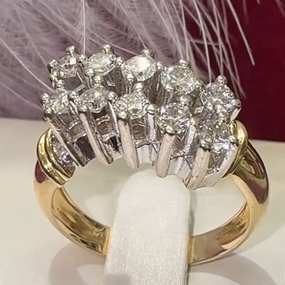 1.27ctw Round Double Row White Sapphire Vintage Ring- JEWELBUYS