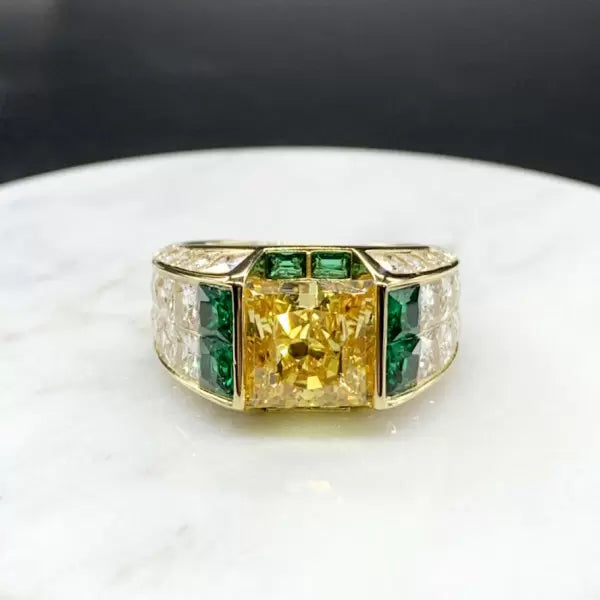 5.6c Princess Cut Yellow Sapphire Avant-Garde Ring-JEWELBUYS