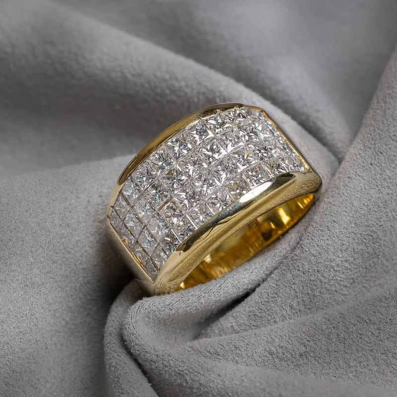 3.0 CTW Square-Cut Invisible-Set Sapphire Eternity Ring-JEWELBUYS