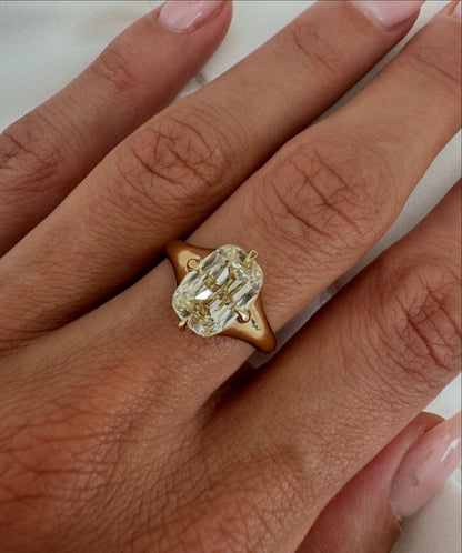 4.02Ct cushion radiant-cut white sapphire engagement ring-JEWELBUYS