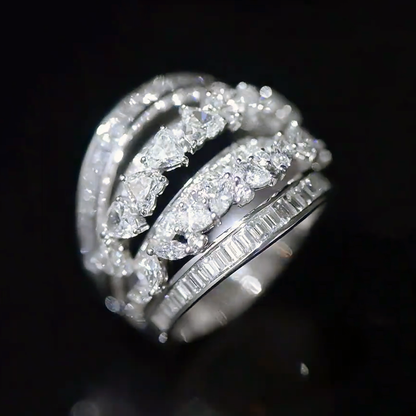 4ctw Multi-Cut White Sapphire Multi-Layered Ring-JEWELBUYS