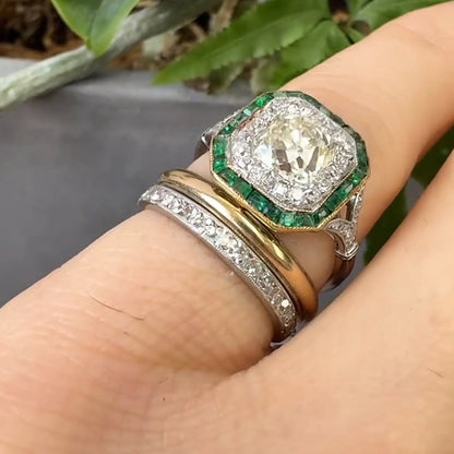 5.13ctw cushion cut eternity band and emerald gemstone set-JEWELBUYS