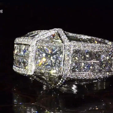Unique 3.3ct Princess Square Sapphire Ring - JEWELBUYS