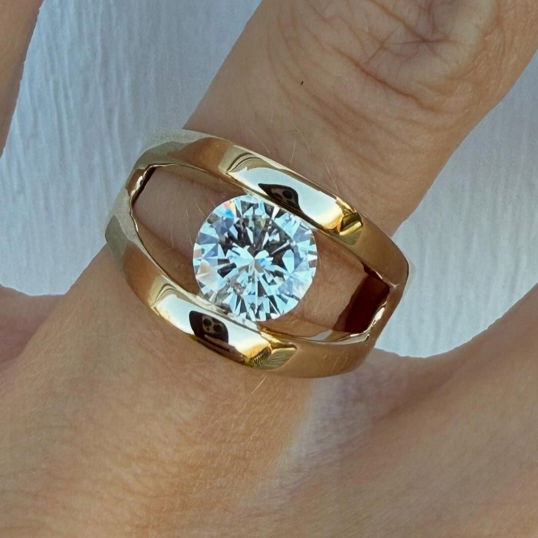 3.7ct Round Cut White Sapphire Boat Dream Ring-JEWELBUYS