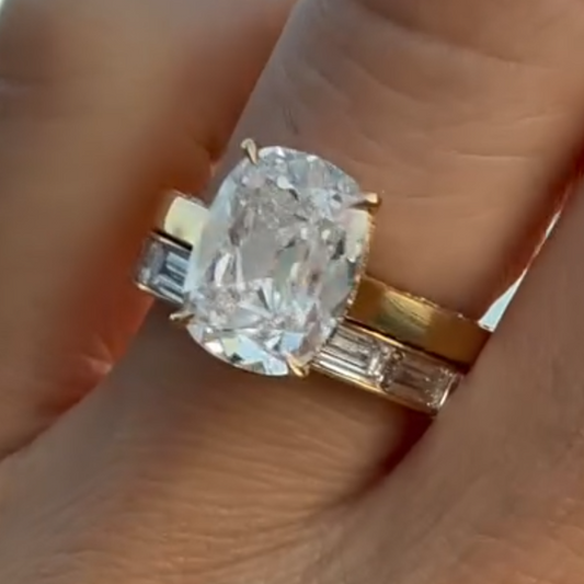 Channel Set Oval Cut White Sapphire Baguette Cut band-JEWELBUYS