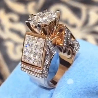 3.0ctw Round Princess Cut White Sapphire Engagement Ring-JEWELBUYS
