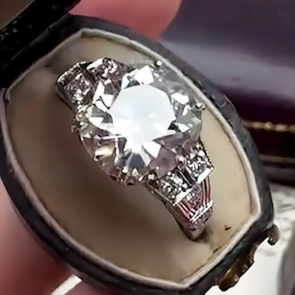 4.66Ctw cushion-cut vintage openwork sapphire engagement ring-JEWELBUYS