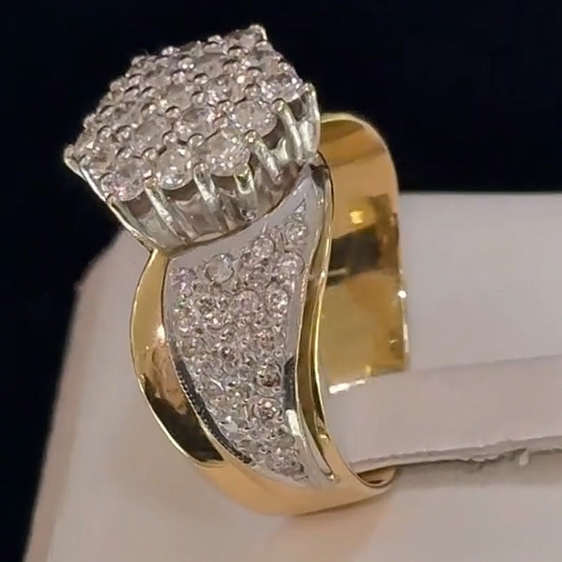 2.2ctw Round Gemstone Cluster Vintage Bypass Ring - JEWELBUYS