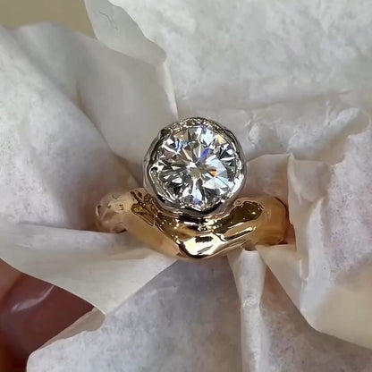 2Ct round brilliant sapphire engraved style engagement ring- JEWELBUYS