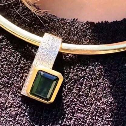 6.0ct Octagonal Cut Modern Style Emerald Geometric Pendant Necklace-JEWELBUYS