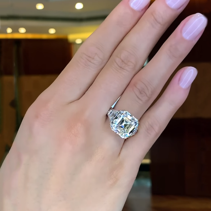 12ct Asscher Cut White Diamond Ring - JEWELBUYS