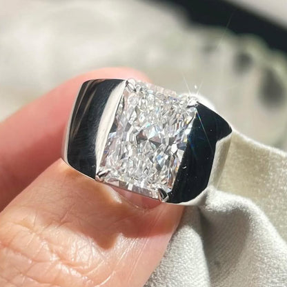 5.0Ct Radiant Cut Large Single White Sapphire Engagement Ring-JEWELBUYS