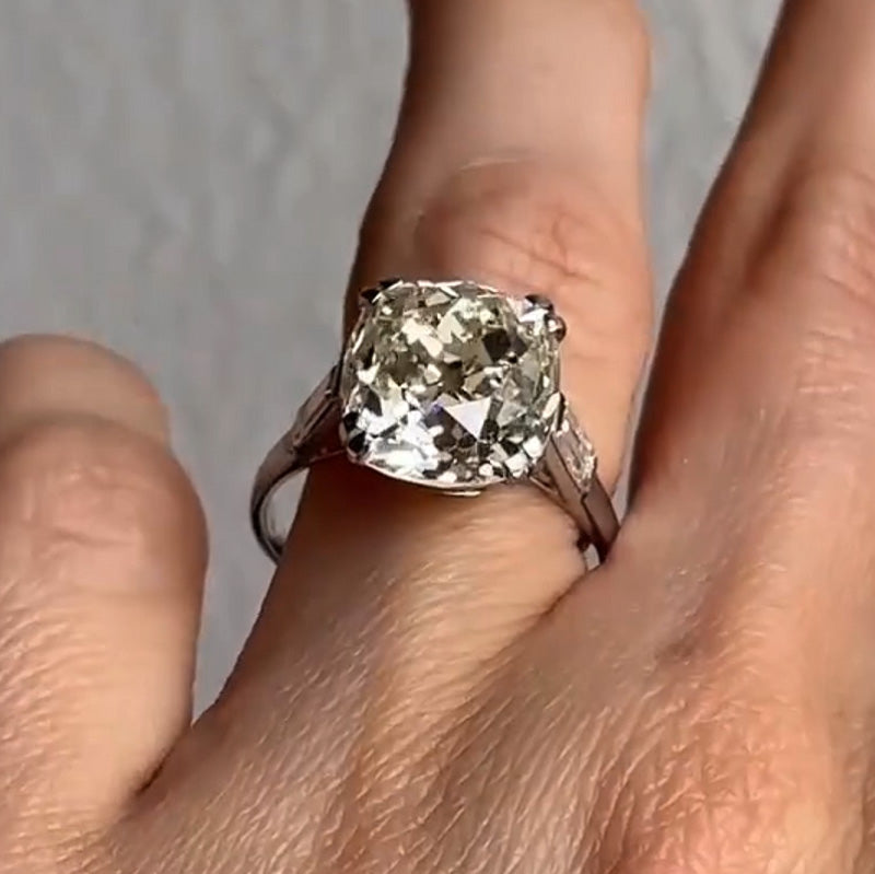 4.6ct Old Mine Cut Art Deco White Sapphire Engagement Ring-JEWELBUYS