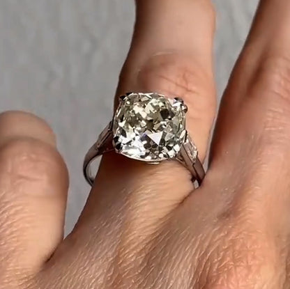 4.6ct Old Mine Cut Art Deco White Sapphire Engagement Ring-JEWELBUYS