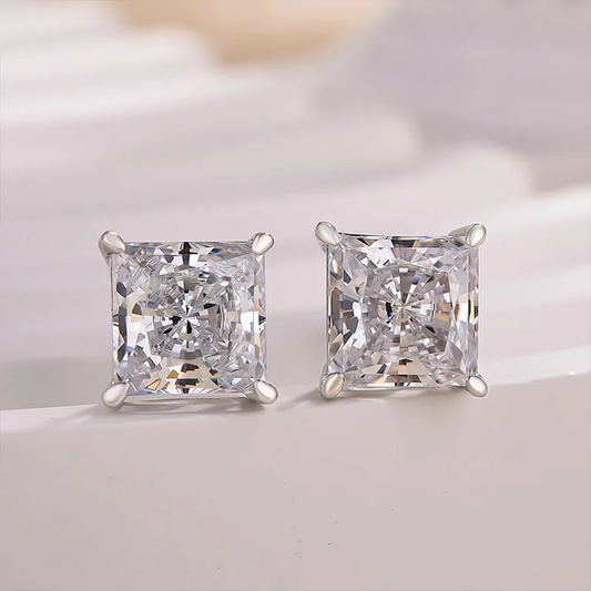 2.0ct Princess Cut Sapphire Stud Classic Earrings - JEWELBUYS