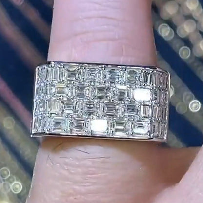 4.0ctw emerald cut white sapphire pinky ring-JEWELBUYS