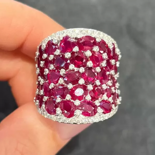 25ctw Ruby Saddle Oval Cut Ring - JEWELBUYS