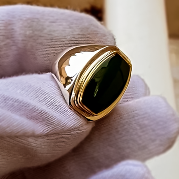 Noble 10 ctw Obsidian Men's Ring -JEWELBUYS