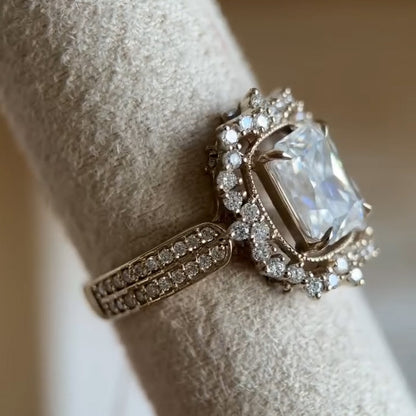 4.5Ctw Radiant Cut Vintage Style Queen Engagement Ring-JEWELBUYS