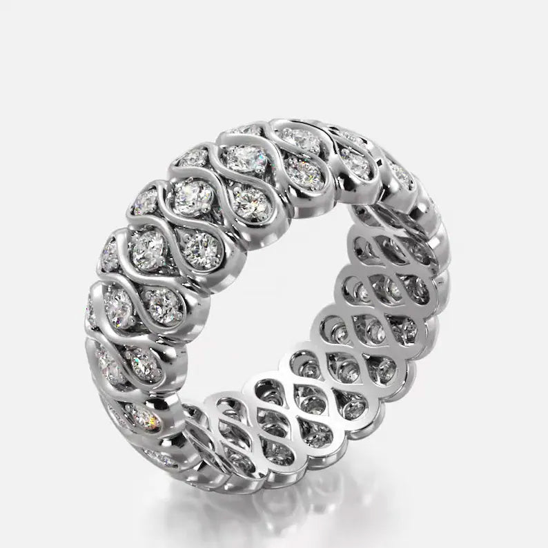 2.1ctw Round Cut Sapphire Eternity Band- JEWELBUYS