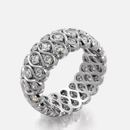 2.1ctw Round Cut Sapphire Eternity Band- JEWELBUYS