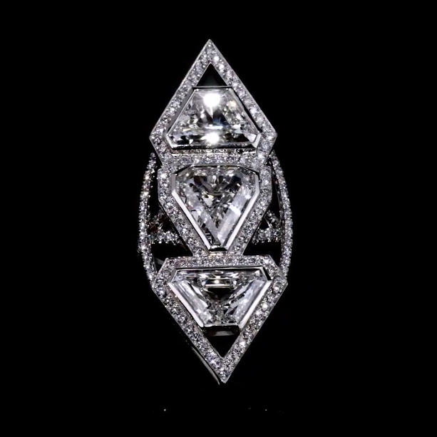 Art-Deco 12.0ctw Special Cut White Sapphire Avant-Garde Ring -JEWELBUYS