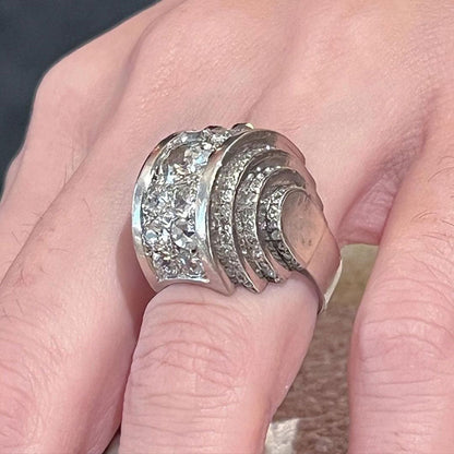3.5ctw Old European Cut White Sapphire Geometric Ring - JEWELBUYS