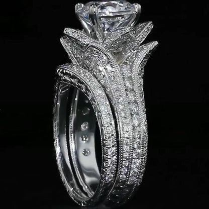 6.0ctw Round Cut Blooming Flower Diamond Engagement Ring -JEWELBUYS