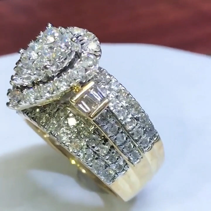 3Ctw Pear-shaped Halo Round Sapphire Engagement Ring- JEWELBUYS