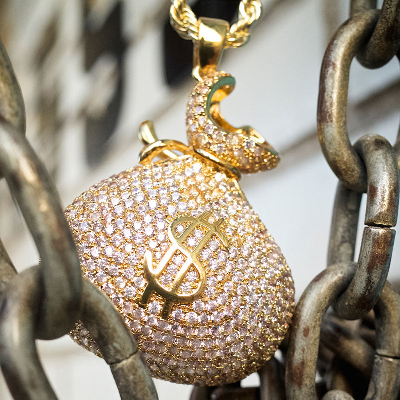 Money bag sapphire pendant necklace-JEWELBUYS