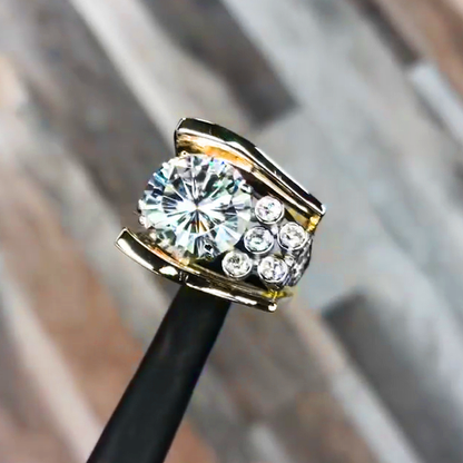 Unique 6 ctw Round Cut White Gemstone River of Stars Engagement Ring -JEWELBUYS