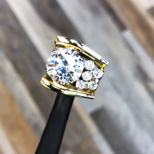 Unique 6 ctw Round Cut White Gemstone River of Stars Engagement Ring -JEWELBUYS