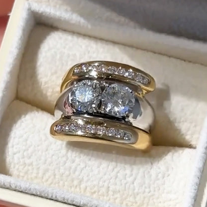 3.0ctw Double Round Brilliant White Sapphire Engagement Ring-JEWELBUYS