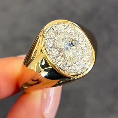 Vintage 4ct Oval Cut White Sapphire Wide Band Women's Engagement Ring in Gold-JEWELBUYS