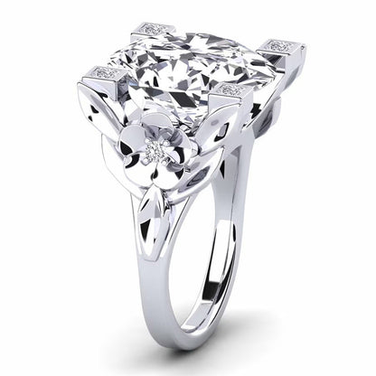 9.0ct Oval Cut Ladies Flower White Sapphire  Ring -JEWELBUYS