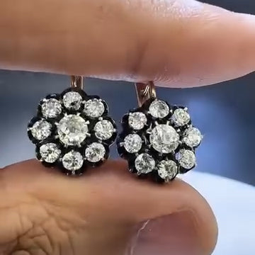 2.0Ctw Ideal Round Cut Sapphire Vintage Earrings-JEWELBUYS