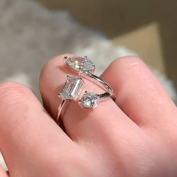 2.76ctw Three Stone Split Shank Diamond Ring -JEWELBUYS