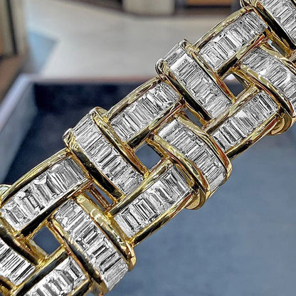 5Ctw Classic braided design baguette sapphire bracelet-JEWELBUYS