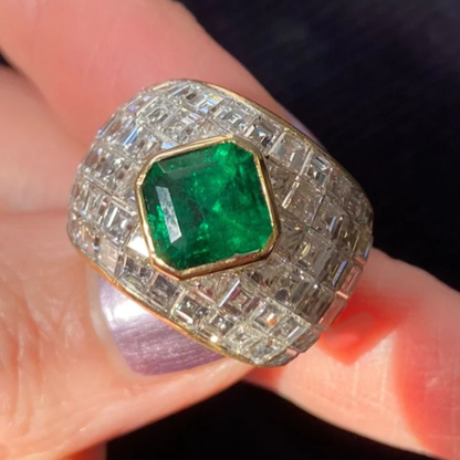 3ct Asscher Cut Vintage Emerald Ring - JEWELBUYS