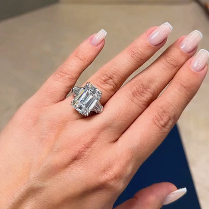 15Ctw Emerald Step Sapphire Engagement Ring-JEWELBUYS