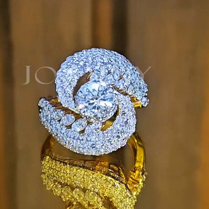 3.36ctw Round Cut Spiral Gemstone Engagement Ring -JEWELBUYS