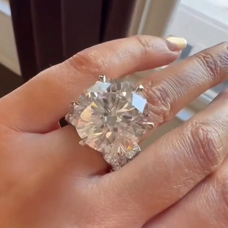 14.24ctw Classic Round White Sapphire Stacking Engagement Ring-JEWELBUYS