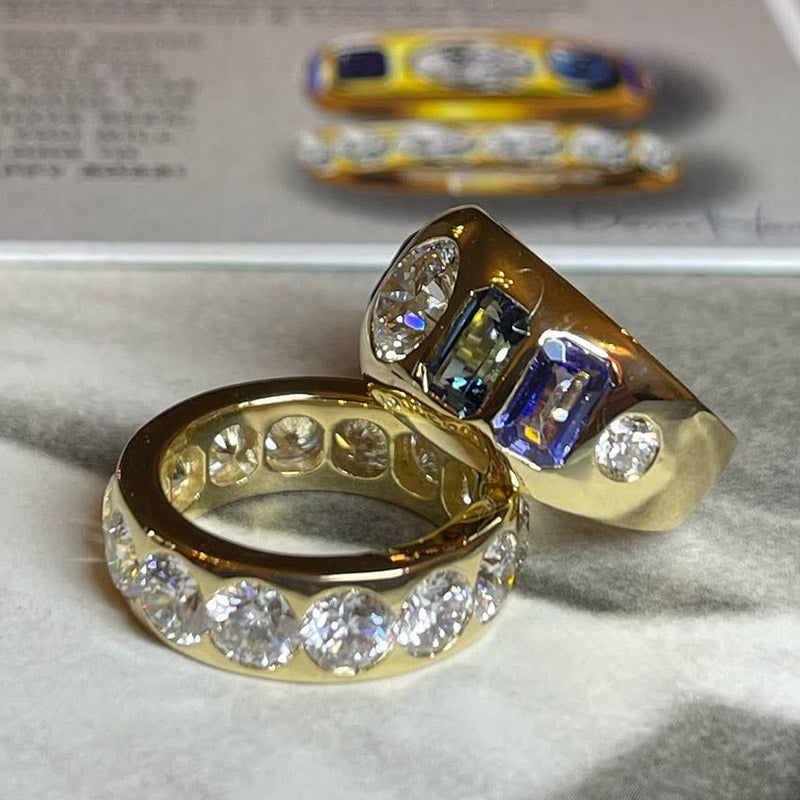 12Ctw Vintage-style two-tone sapphire stacked engagement ring-JEWELBUYS