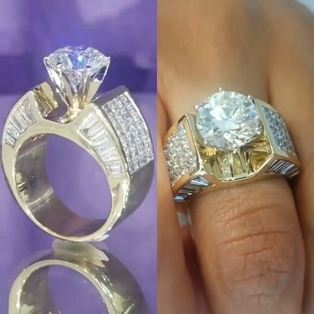 5.6ctw Round Cut White Sapphire 80's Vintage Engagement Ring-JEWELBUYS