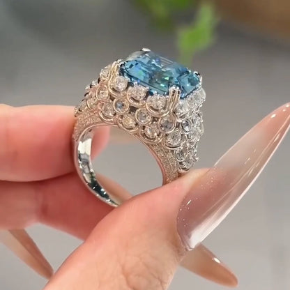 8.0Ctw Luxurious and elegant aquamarine engagement ring-JEWELBUYS