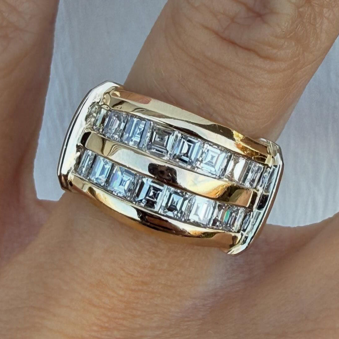 1.5ctw carre Cut Double Row Sapphire Ring-JEWELBUYS