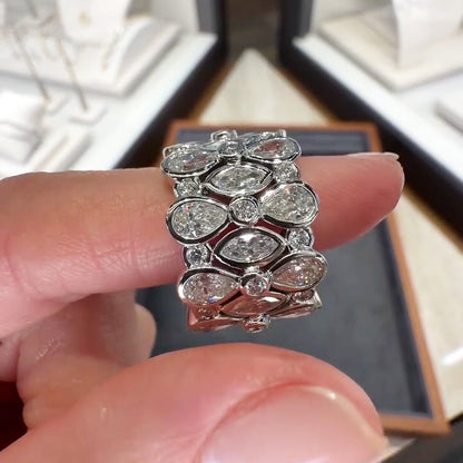 4.0Ctw Pear-shaped and marquise-shaped exquisite sapphire bands- JEWELBUYS