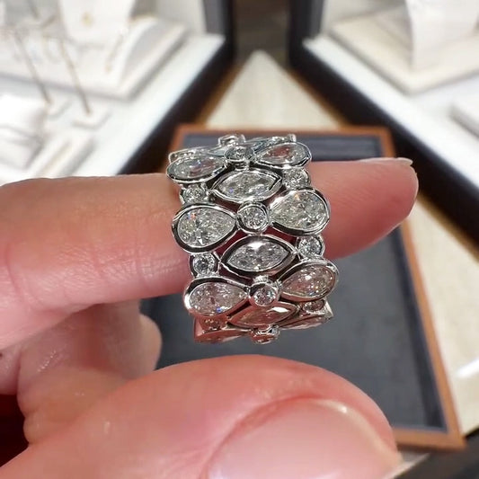 4.0Ctw Pear-shaped and marquise-shaped exquisite sapphire bands- JEWELBUYS