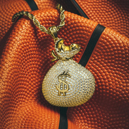 Money bag sapphire pendant necklace-JEWELBUYS